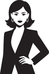 Confident Businesswoman with Arms Crossed Black and White Silhouette