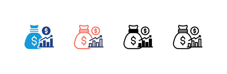 Profit icon set multiple style collection