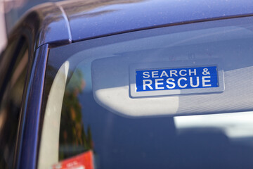 Search & Rescue sun visor sign