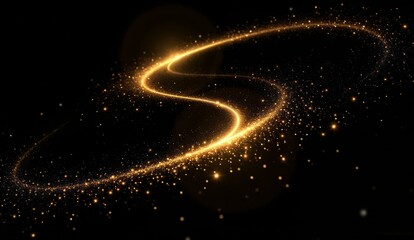 Obraz premium Golden Spiral in Space: A Radiant Pathway Amidst Stars