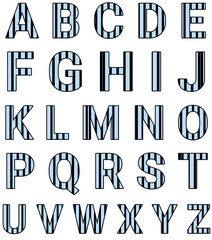 Light Blue Striped Alphabet Letters, Abc Letters design