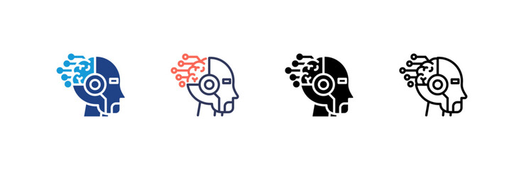 Cyborg icon set multiple style collection