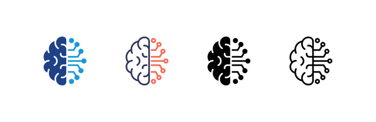 Artificial Intelligence icon set multiple style collection