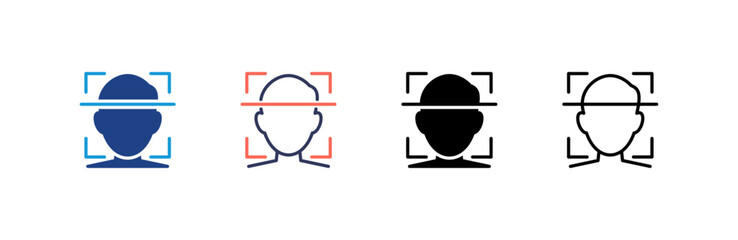 Face Recognition icon set multiple style collection