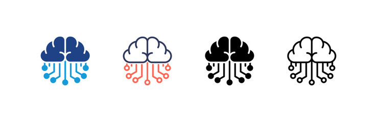 Deep Learning icon set multiple style collection