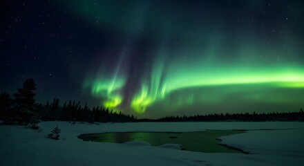 Naklejka premium Northern lights (aurora borealis) dancing in the night sky