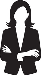 Confident Businesswoman with Arms Crossed Black and White Silhouette