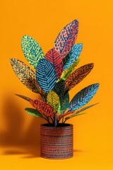 Colorful decorative plant arrangement vibrant background artistic photography modern home decor aesthetic view nature concept