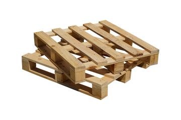 Wooden Pallet isolated white background.