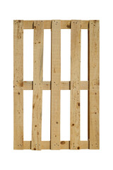 Wooden Pallet Standing isolated white background.