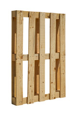 Wooden Pallet Standing isolated white background.