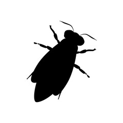 Black silhouette of a flying insect wasp on a white background. Isolated vector illustration.