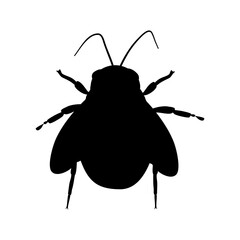 Black silhouette of a flying insect bumblebee on a white background. Isolated vector illustration.
