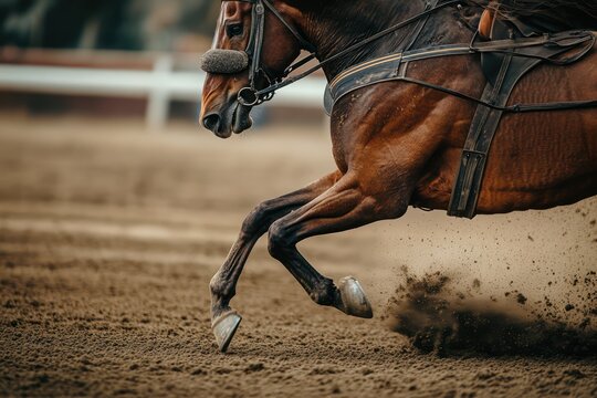 Close-up of fast horse racing in motion - Powered by Adobe