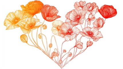 Heart-shaped wreath flower pattern