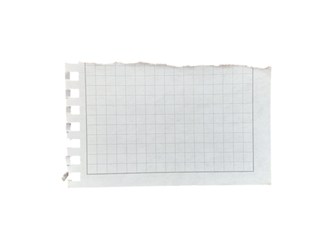 Torn grid paper with transparent background showcasing a rustic element for creative design projects