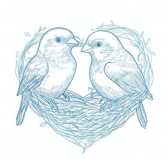 Lovebirds and heart-shaped nests