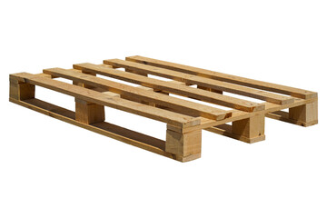Stacked Wooden Pallets isolated white background.