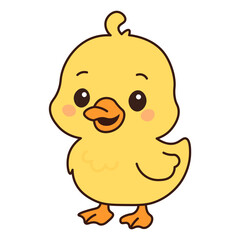 Adorable Baby Duck Character – Kawaii Style Clipart