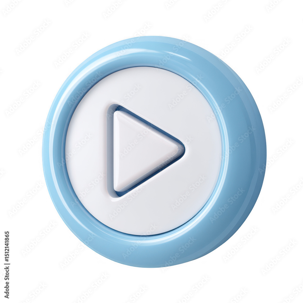 Poster 3d render play button icon isolated on transparent background