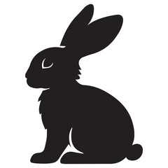 Obraz premium Silhouetted rabbit sitting profile view