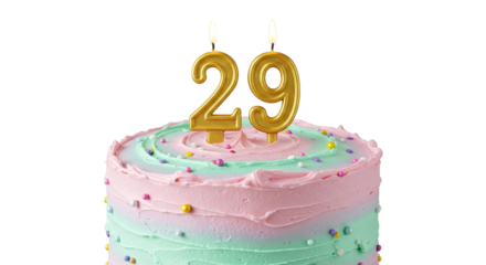 Celebrating Twenty-Nine Years Birthday Cake with Lit Number Candles