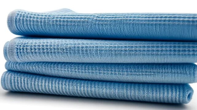 Light Blue Microfiber Cleaning Cloths Neatly Stacked on a Clean Surface