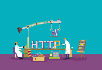 Naklejka premium Website Development team or IT professionals working concept. 