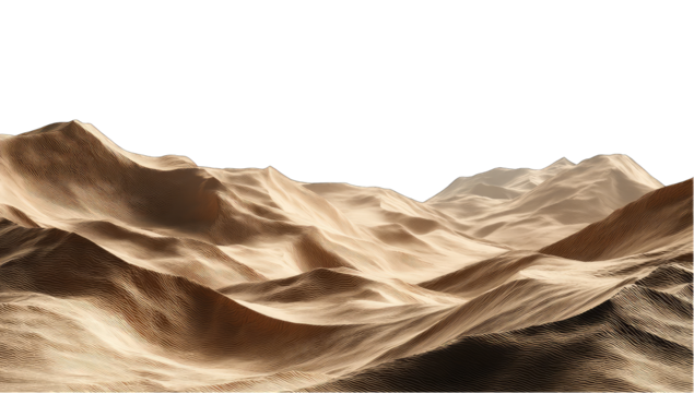 Desert sand dunes, a vista of undulating beige hills