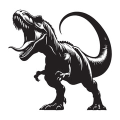 Fototapeta premium Giganotosaurus silhouette with dominating posture – Giganotosaurus illustration – Minimalist Giganotosaurus vector – Dinosaur silhouette