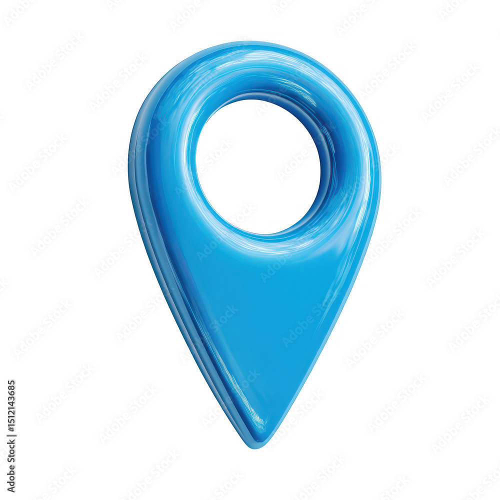 Poster glossy blue map pointer icon isolated on transparent background