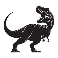 Obraz premium Ferocious Giganotosaurus silhouette in motion – Giganotosaurus illustration – Minimalist Giganotosaurus vector – Dinosaur silhouette