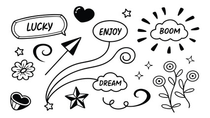 Black and white playful ui doodle collection eps