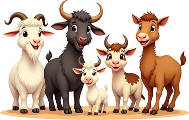 Obraz premium clip art illustration of isolated farm animals collection and transparent background