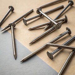 set of wire nails isolated on white background