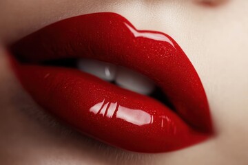 Obraz premium Red Lipstick Close-Up on White Background