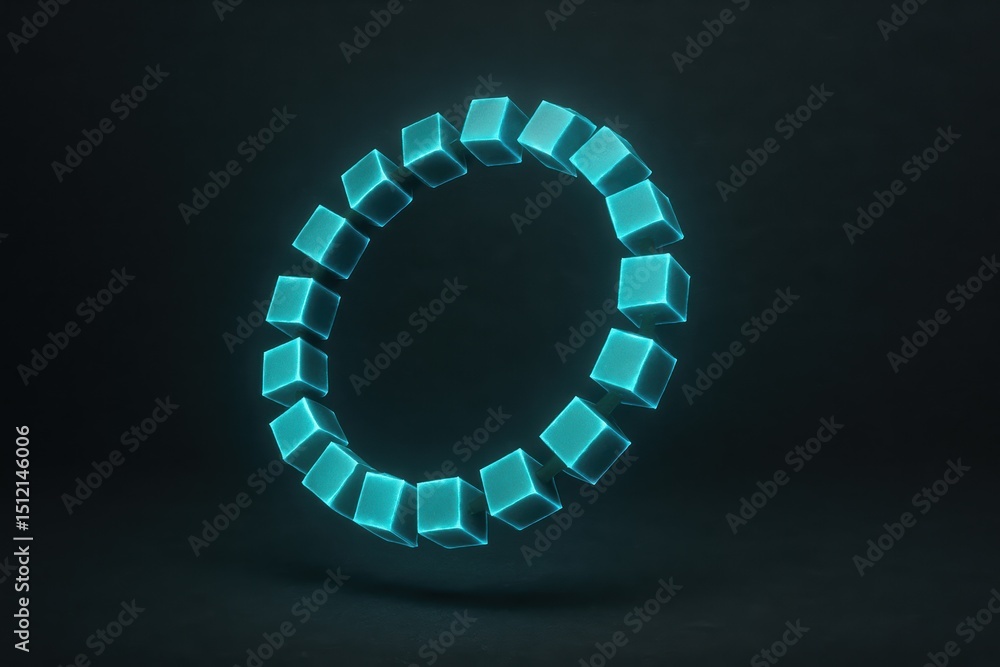 Poster this glowing ring connected cubes symbolizes innovation and strategy illustrating decision-making an