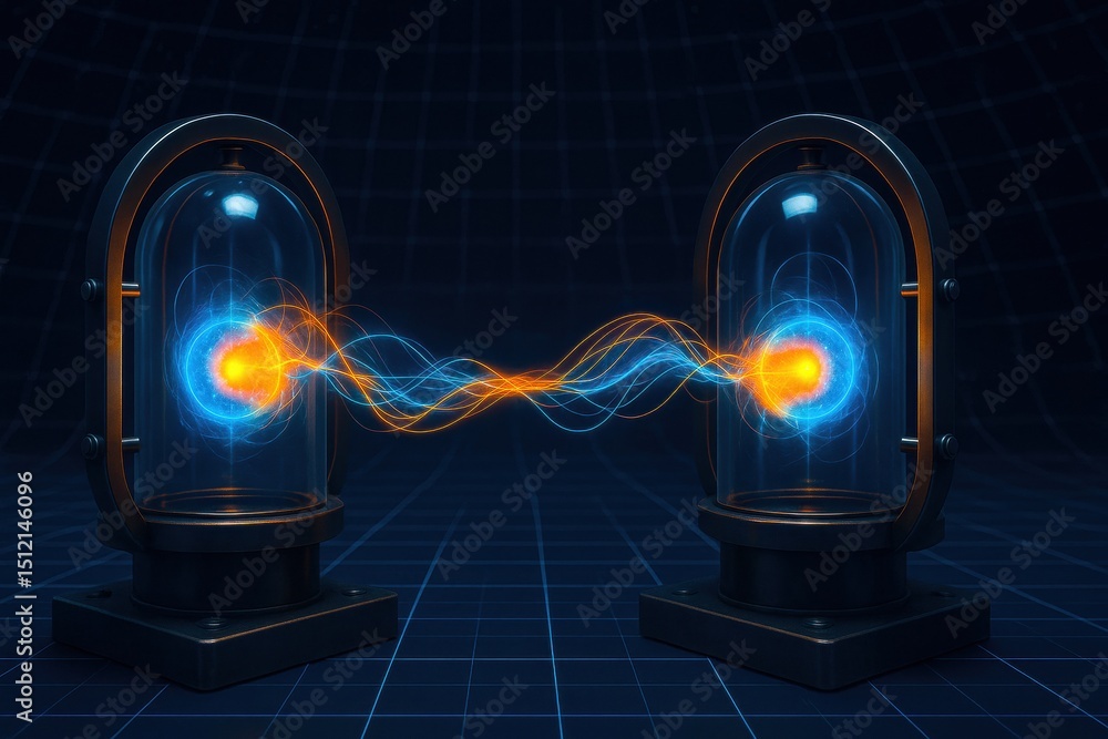 Poster this illustrates a strategic connection between twin chambers symbolizing innovation and decision-ma
