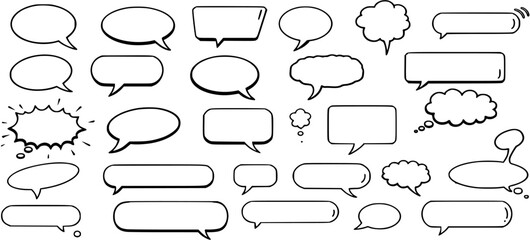 Set of speech bubbles. Speak bubble text, cartoon chatting box, message box. Blank empty vector white speech bubbles. Cartoon balloon word design.
