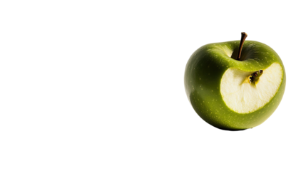Green apple with a heart-shaped bite