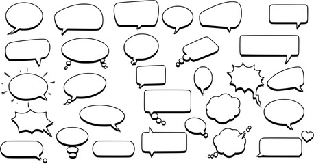 Fototapeta premium Set of speech bubbles. Speak bubble text, cartoon chatting box, message box. Blank empty vector white speech bubbles. Cartoon balloon word design. 