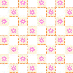 Checkerboard seamless pattern design with flowers