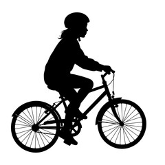 Fototapeta premium Child riding bike silhouette in profile view 
