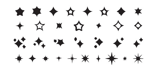 Sparkle and Star Vector Set – Outline and Solid Icon Collection, Victor illustration eps 10