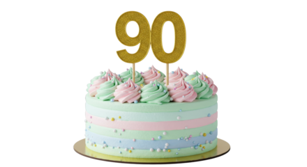 Celebration Cake with Number Topper and Pastel Frosting