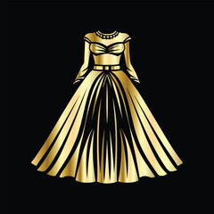 Fashionable Women's Dress Logo Design | Elegant Beauty Fashion Vector Illustration for Branding. Stylish Women's Dress Logo | Beauty Fashion Vector for Modern Clothing Boutique Identity.