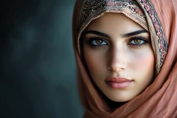 Elegant woman with headscarf looking confident