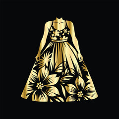 Fashionable Women's Dress Logo Design | Elegant Beauty Fashion Vector Illustration for Branding. Stylish Women's Dress Logo | Beauty Fashion Vector for Modern Clothing Boutique Identity.