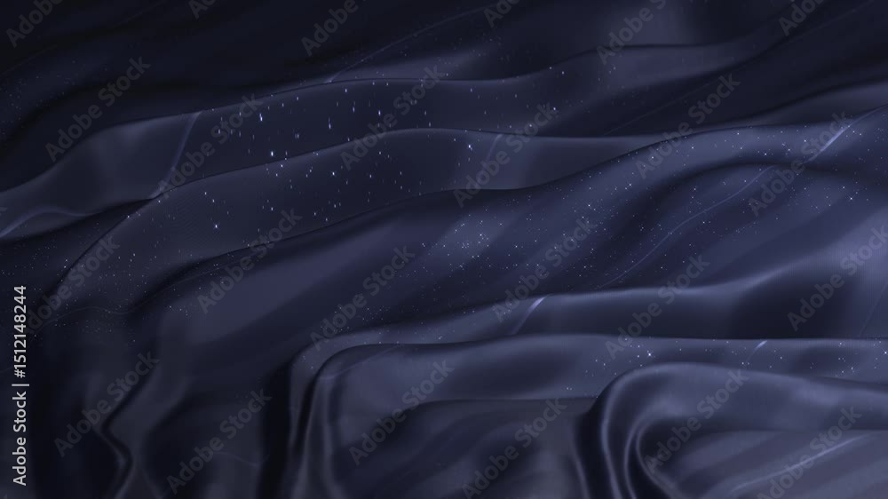 Poster mesmerizing dark blue fabric with sparkling stars animation loop