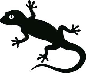 Simple Black Silhouette of a Gecko on a White Background